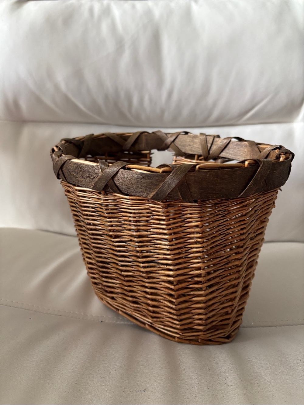 Handwoven Wicker Accent Basket in Brown (for bike or home)